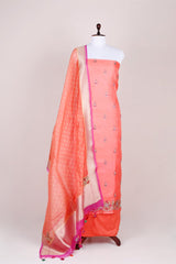 Pink Embroided Organza Silk Suit Set At  Chinaya Banaras