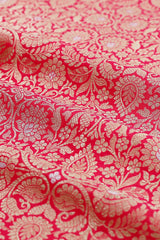 Candy Red Handwoven Banarasi Silk Fabric - Chinaya Banaras