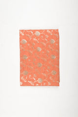 Coral Peach Floral Jaal Handwoven Mulberry Silk Fabric