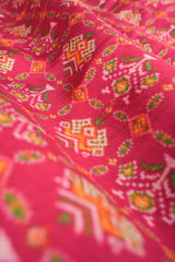 Crimson Pink Patola Printed Chiniya Silk Than - Chinaya Banaras