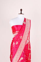Elegant Magenta Pink Handwoven Banarasi Silk Saree - Chinaya Banaras
