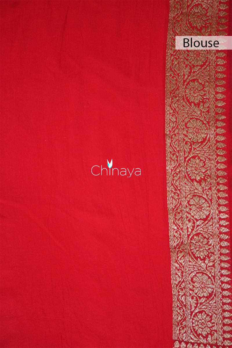 Emerald Vine Green Woven Georgette Khaddi Saree - Chinaya Banaras