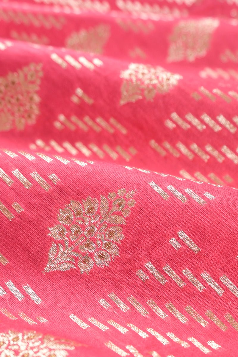 Fuscia Pink Handwoven Mulberry Silk Fabric - Chinaya Banaras