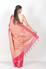 Fuscia Pink Woven Banarasi Kora Saree - Chinaya Banaras