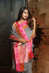 Grey Banarasi Organza Saree - Chinaya Banaras