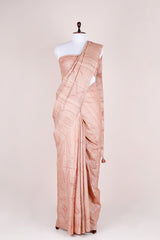 Hazelnut Brown Embroidered Tussar Silk Saree - Chinaya Banaras