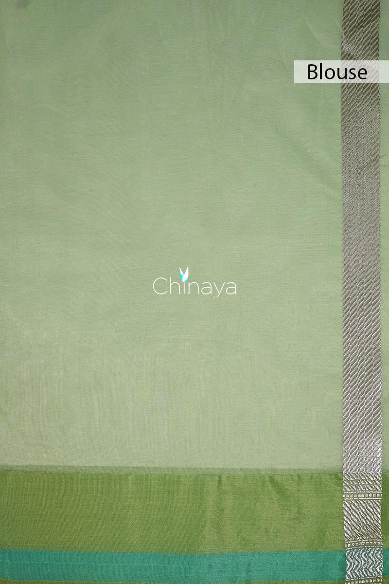 Icegreen Jaal Banarasi Organza Silk Saree - Chinaya Banaras