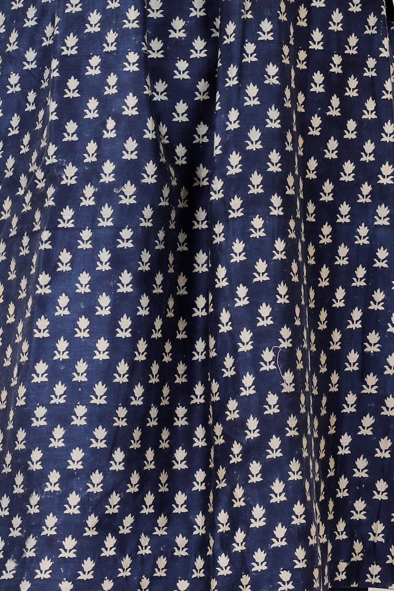 Indigo Geometrical Printed Chanderi silk Kurta pant Set - Chinaya Banaras
