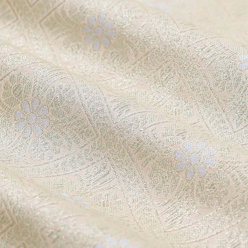 Ivory Geometrical Handwoven Banarasi Silk Fabrics