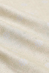 Ivory Geometrical Handwoven Banarasi Silk Fabrics - Chinaya Banaras