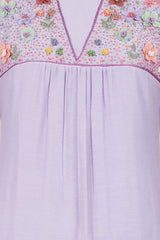 Lavender Embellished Soot Cotton Kurta Set - Chinaya Banaras