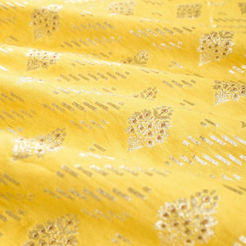 Yellow Handwoven Mulberry Silk Fabric At Chinaya Banaras