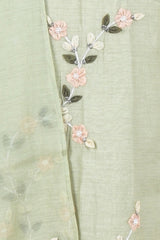 Liril Green Embroided Soot Cotton Dress Material - Chinaya Banaras