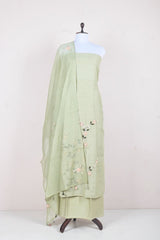 Green Embroided Soot Cotton Suit Set At Chinaya Banaras