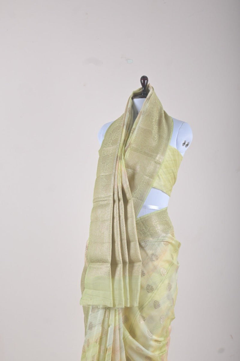 Liril Green Woven Chanderi Silk Saree - Chinaya Banaras