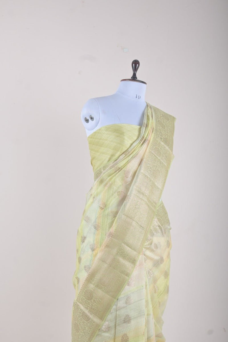 Liril Green Woven Chanderi Silk Saree - Chinaya Banaras