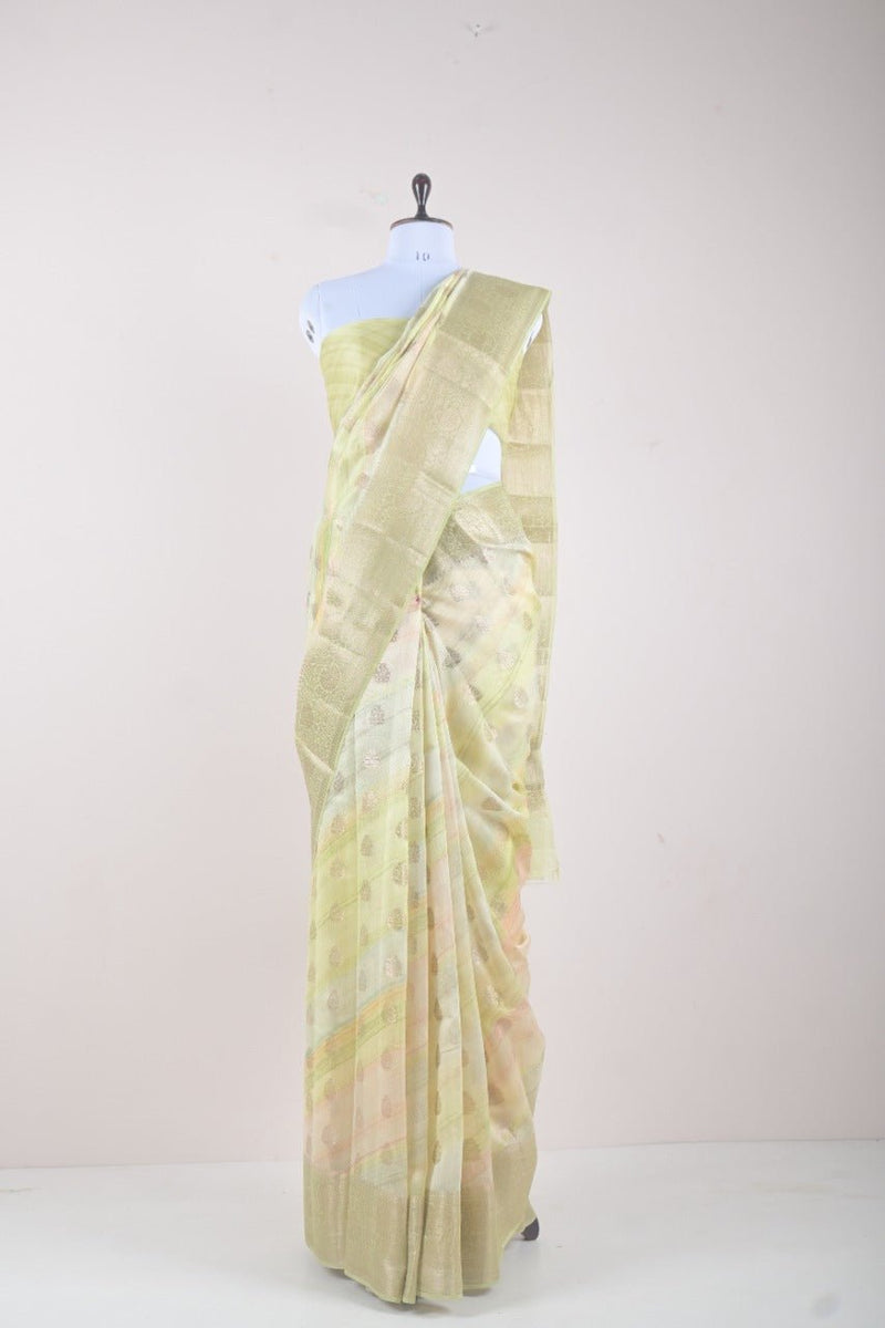 Liril Green Woven Chanderi Silk Saree - Chinaya Banaras