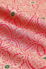 Magenta Pink Handwoven Banarasi Silk Fabric - Chinaya Banaras