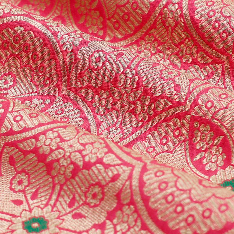 Magenta Pink Handwoven Banarasi Silk Fabric