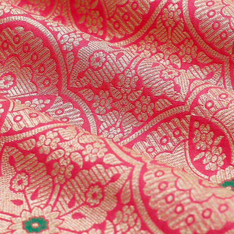 Magenta Pink Handwoven Banarasi Silk Fabric At Chinaya Banaras