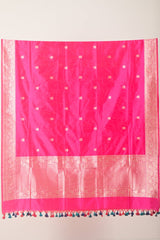 Magenta Pink Woven Banarasi Silk Dupatta - Chinaya Banaras