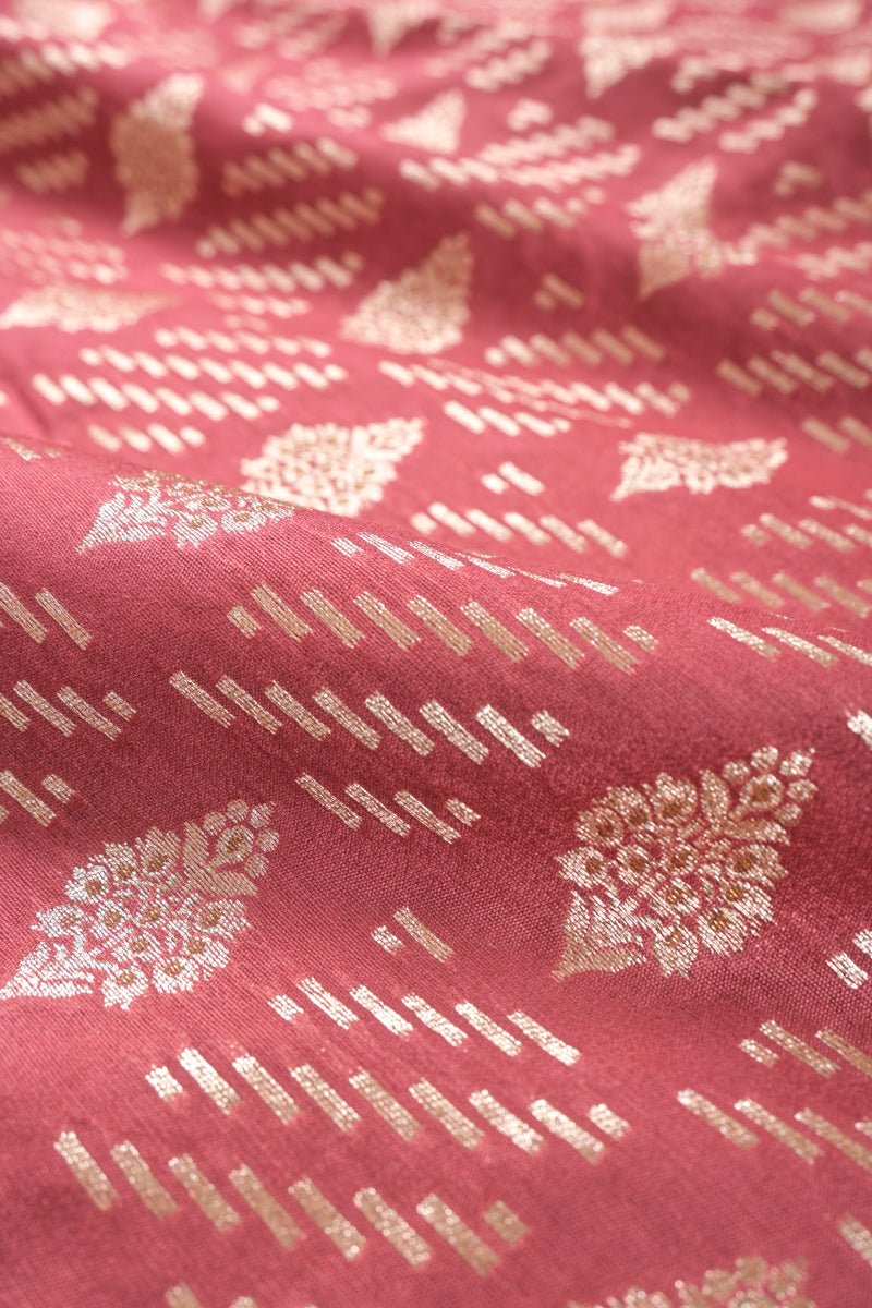 Mahogany Red Handwoven Mulberry Silk Fabric - Chinaya Banaras