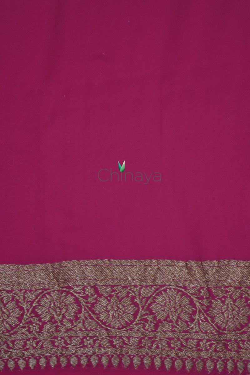 Majestic Glit Purple Woven Georgette Khaddi Silk Saree - Chinaya Banaras