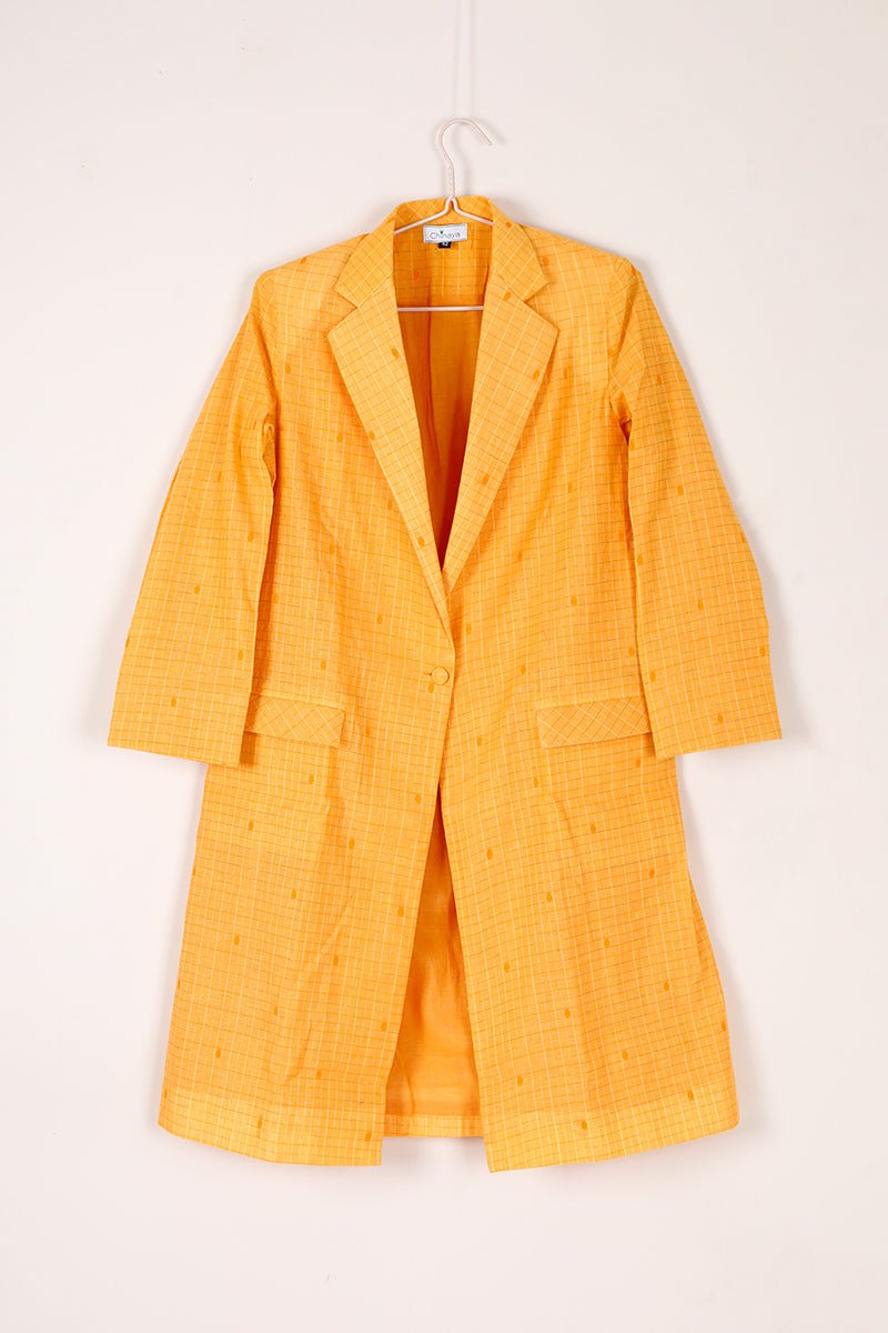 Mango Yellow Woven Cotton Jacket - Chinaya Banaras