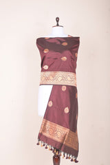 Maroon Handwoven Banarasi Silk Dupatta - Chinaya Banaras