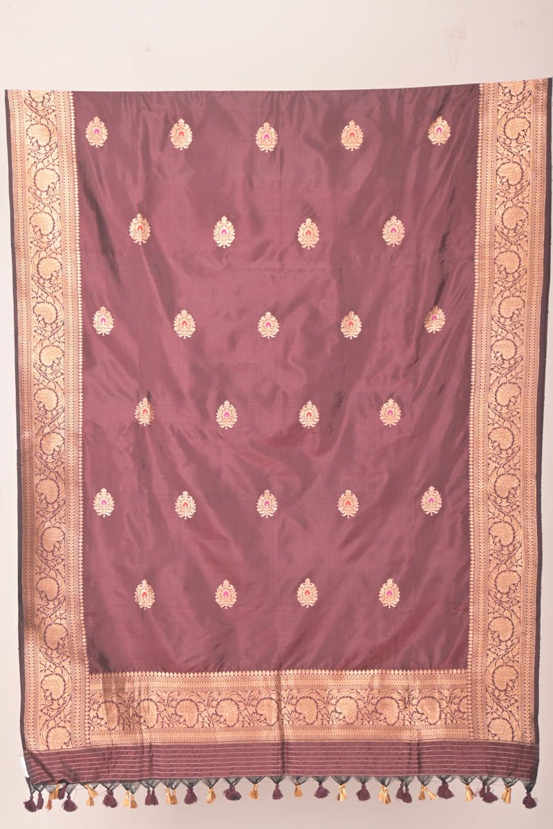 Maroon Handwoven Banarasi Silk Dupatta - Chinaya Banaras
