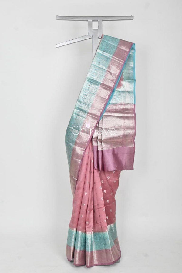 Draped Beautifully Mauve Woven Chiniya Silk Saree  By Chinaya Banaras 