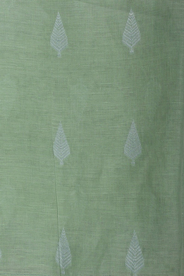 Mint Green Woven Linen Silk Dress Material - Chinaya Banaras