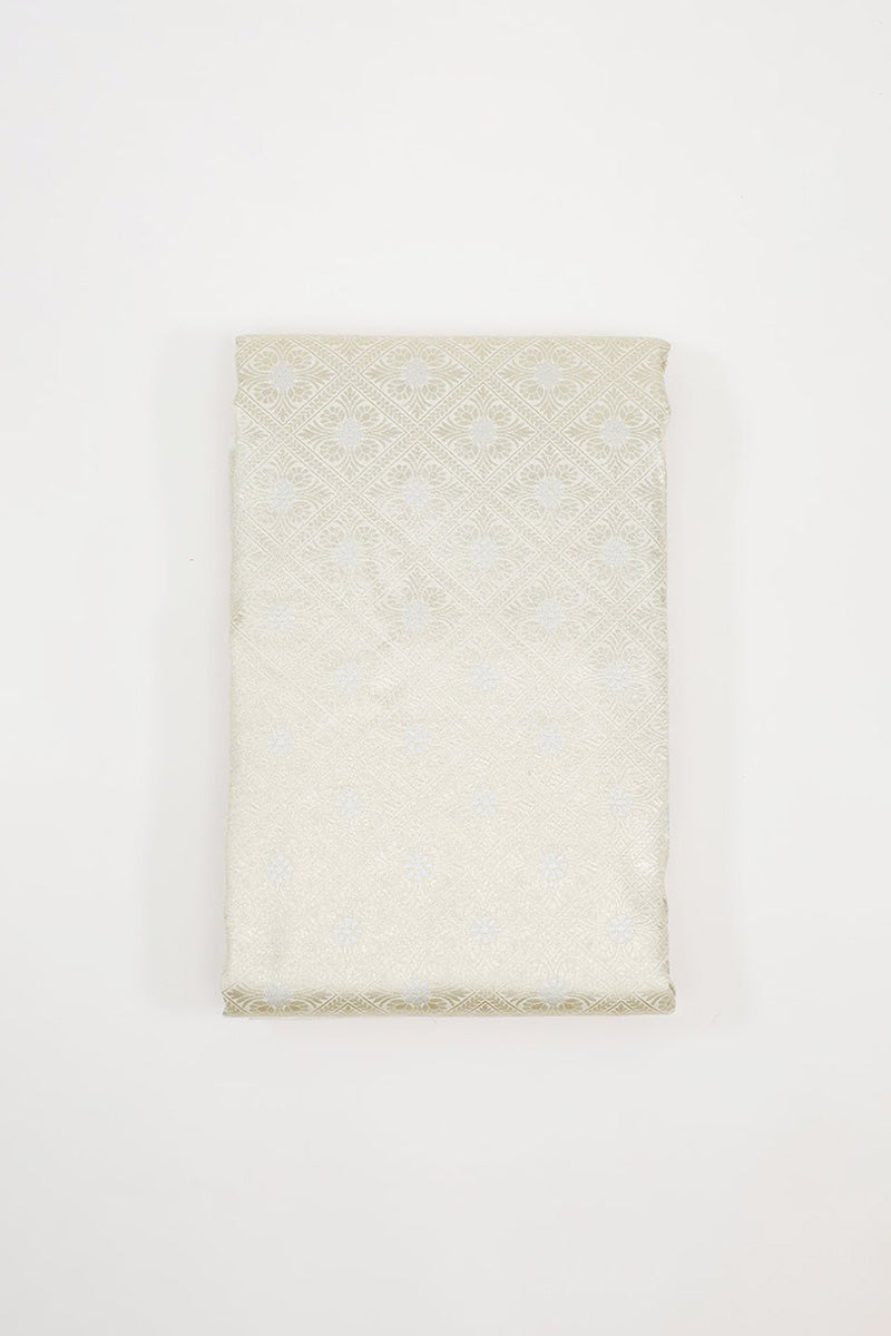 Off white Geometrical Handwoven Banarasi Silk Fabrics