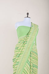 Parrot Green Rangkat Handwoven Georgette khaddi Silk Saree - Chinaya Banaras