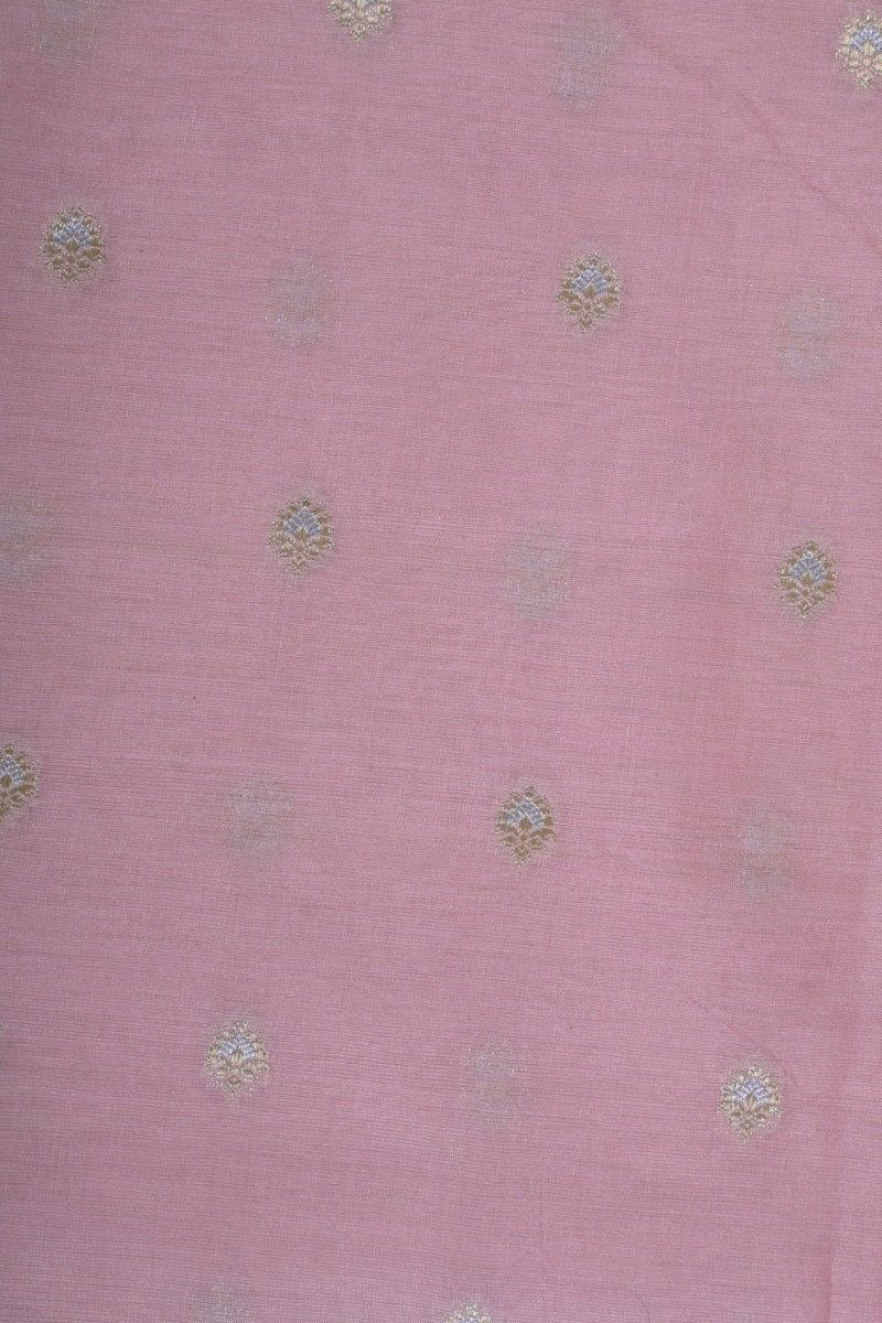 Pastel Pink Woven Tissue Silk Dress Material - Chinaya Banaras