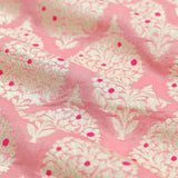 Peach Handwoven Banarasi Silk Fabric by Chinaya Banaras