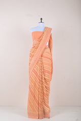 Peach Handwoven Georgette Khaddi Saree - Chinaya Banaras