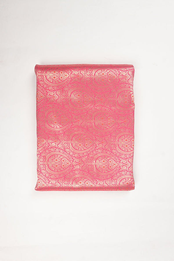 Pink Meenadar Handwoven Banarasi Silk Silk Fabric - Chinaya Banaras