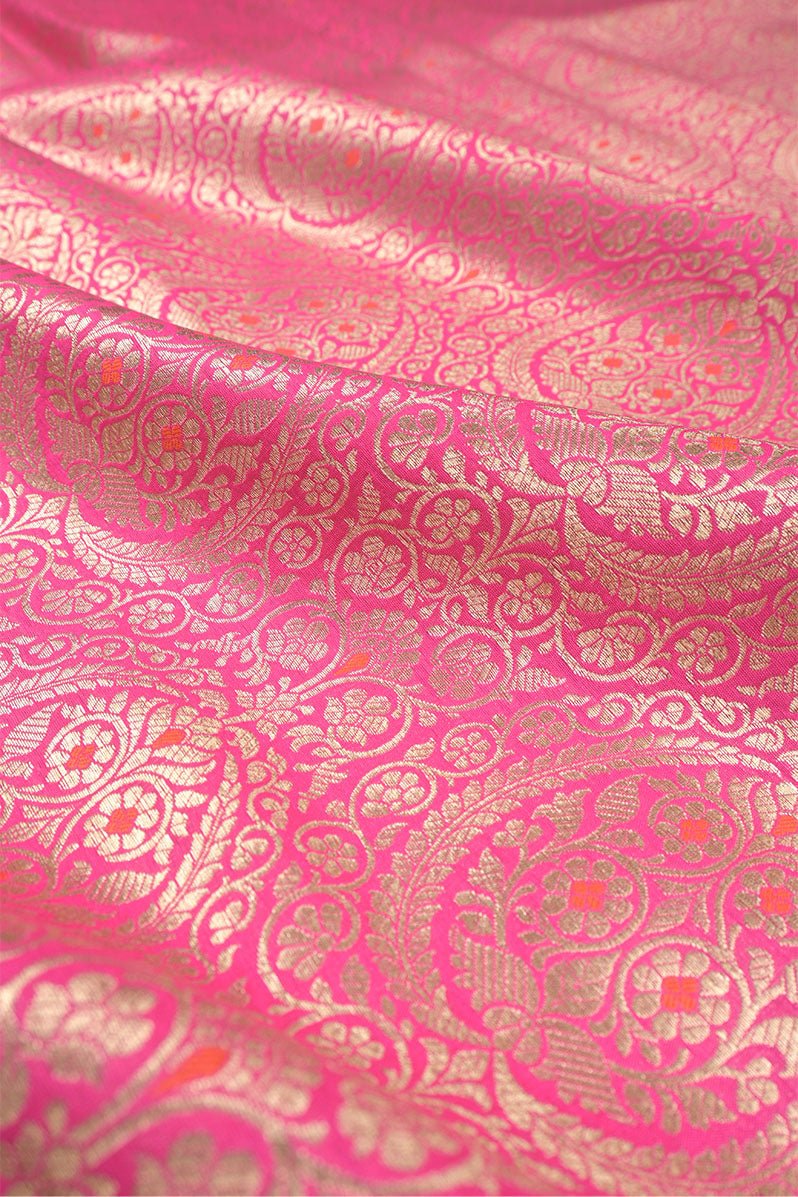 Pink Meenadar Handwoven Banarasi Silk Silk Fabric - Chinaya Banaras
