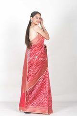Pink Woven Jaal Banarasi Cotton Saree - Chinaya Banaras