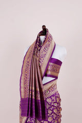 Plum Handwoven Meenadar Banarasi Silk Saree - Chinaya Banaras