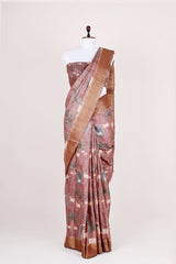 Plum Pichwai Printed Tussar Silk Saree - Chinaya Banaras
