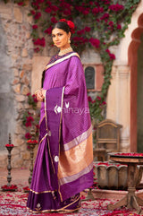 Purple Delight Woven Banarasi Silk Saree - Chinaya Banaras