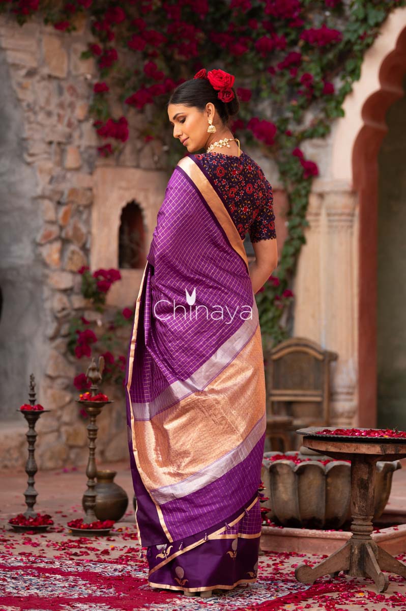 Purple Delight Woven Banarasi Silk Saree - Chinaya Banaras
