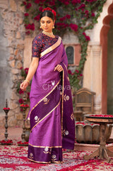 Purple Delight Woven Banarasi Silk Saree - Chinaya Banaras