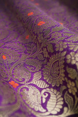 Purple Handwoven Banarasi Silk Than - Chinaya Banaras