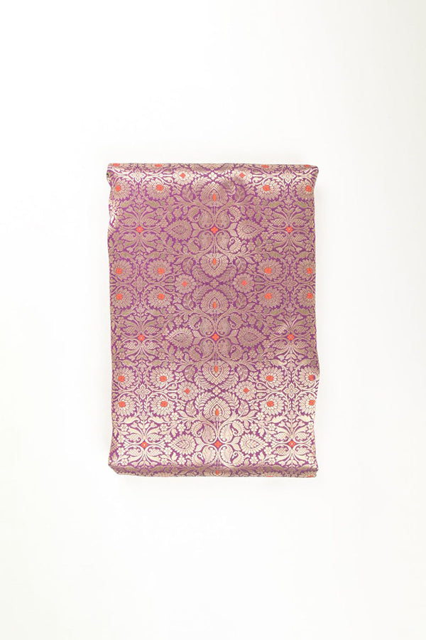Purple Handwoven Banarasi Silk Fabric