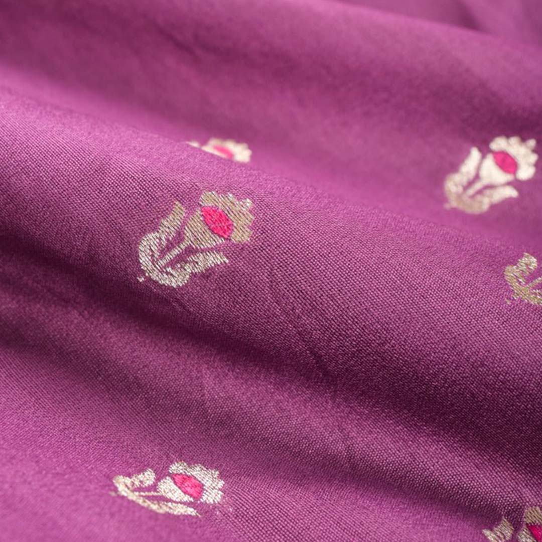 Purple Handwoven Mulberry Silk Fabric Chinaya Banaras