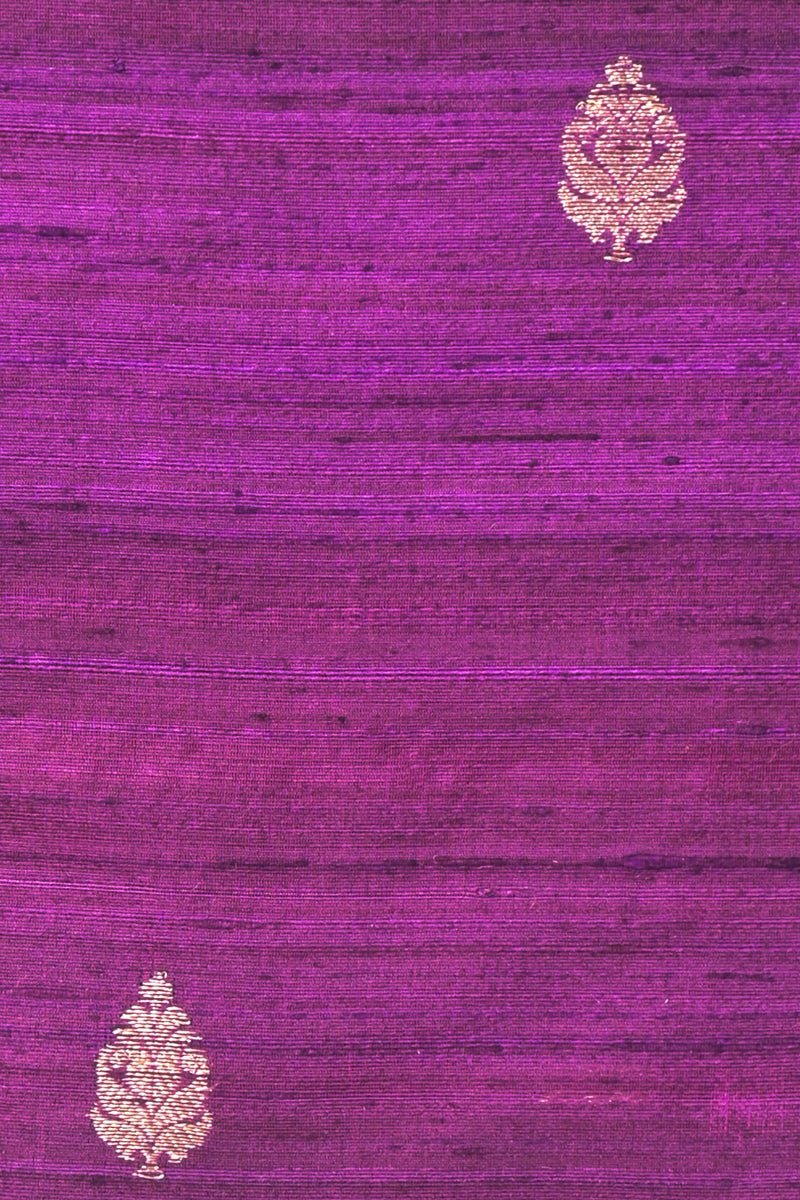 Purple Kadhwa Weave Raw Silk Fabric - Chinaya Banaras