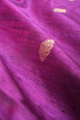 Purple Kadhwa Weave Raw Silk Fabric